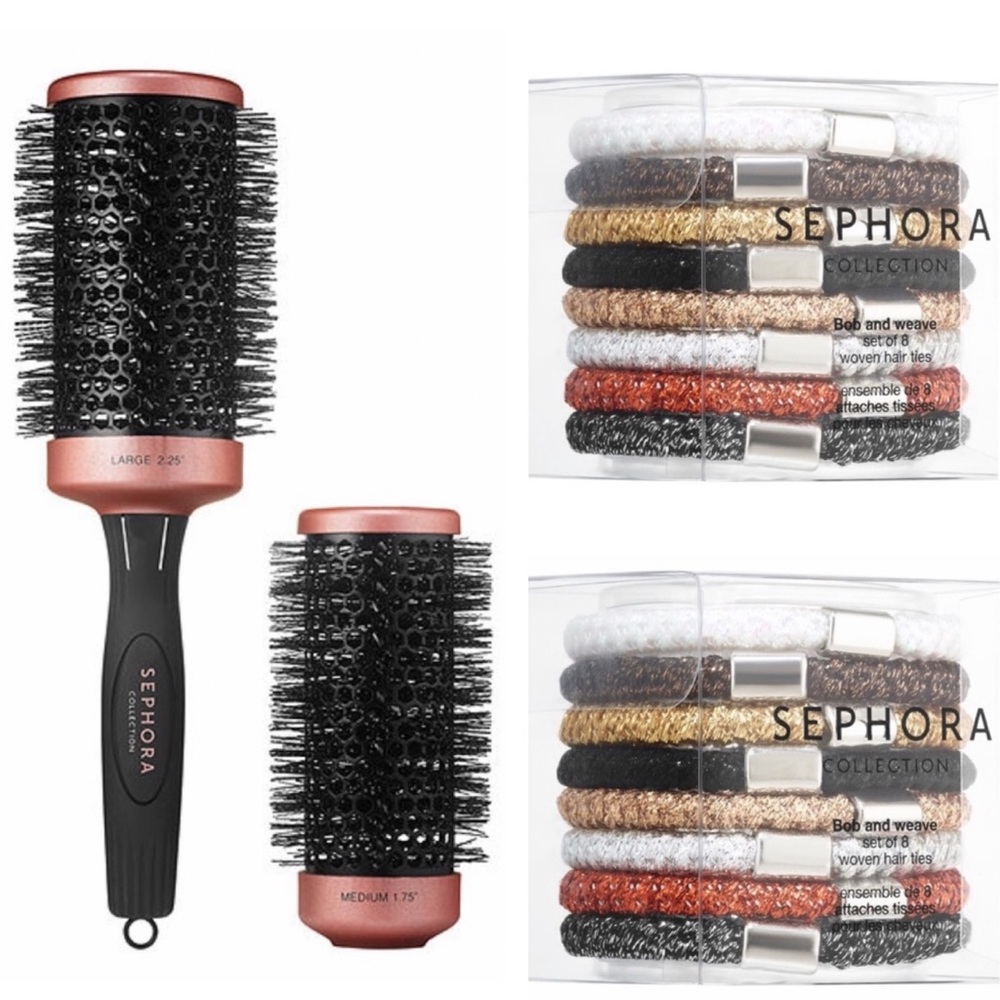 Sephora Collection Hair Ties (2 sets) & Brush Set